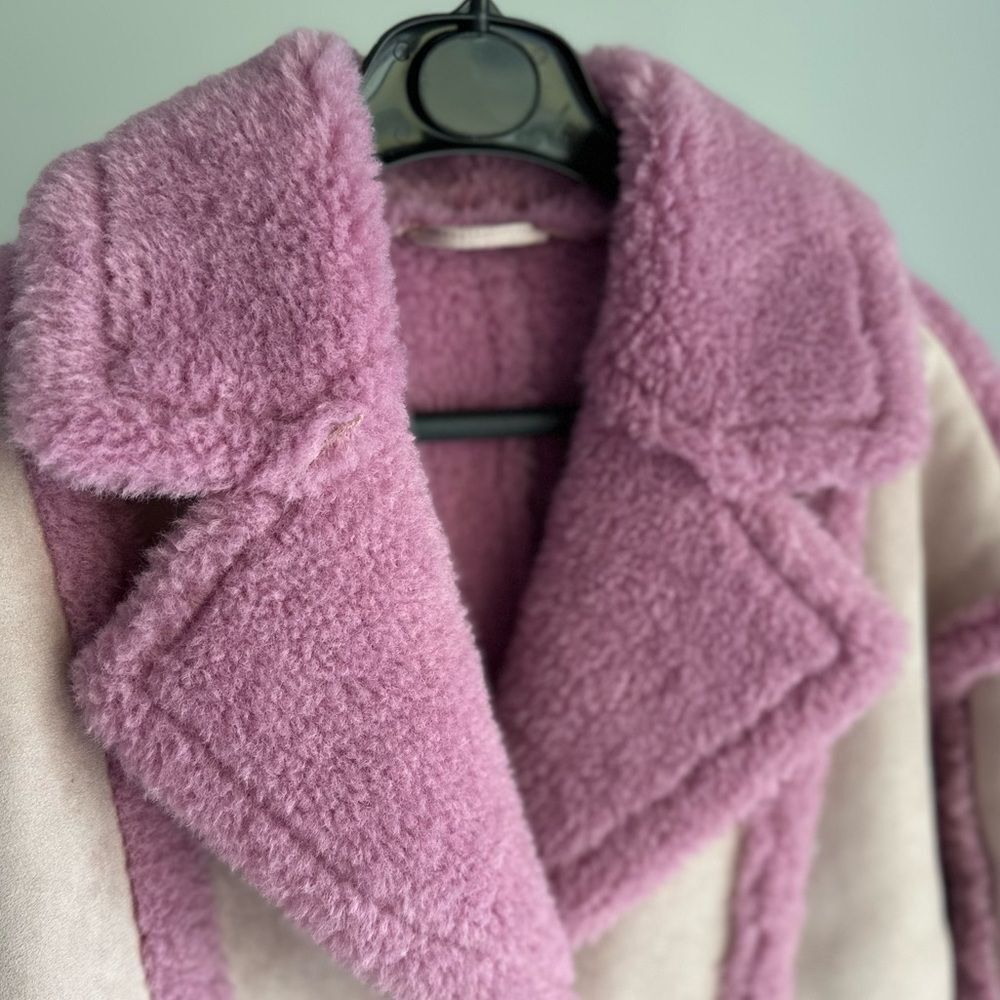Revolve Berlin OW Collection Faux Shearling Pink Pastel Jacket Large - Picture 10 of 12